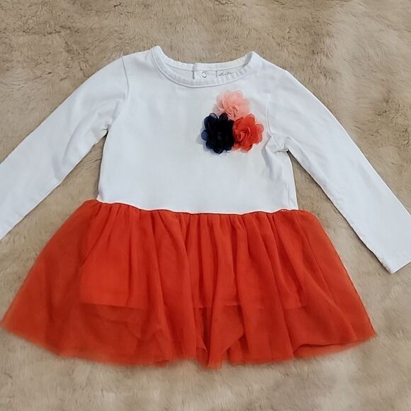 STARTING OUT WHITE BODICE, CORAL TULLE SKIRT DRESS, SIZE 18 MONTHS - Picture 1 of 6